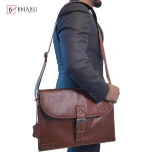 Leather Office Bag-Brown